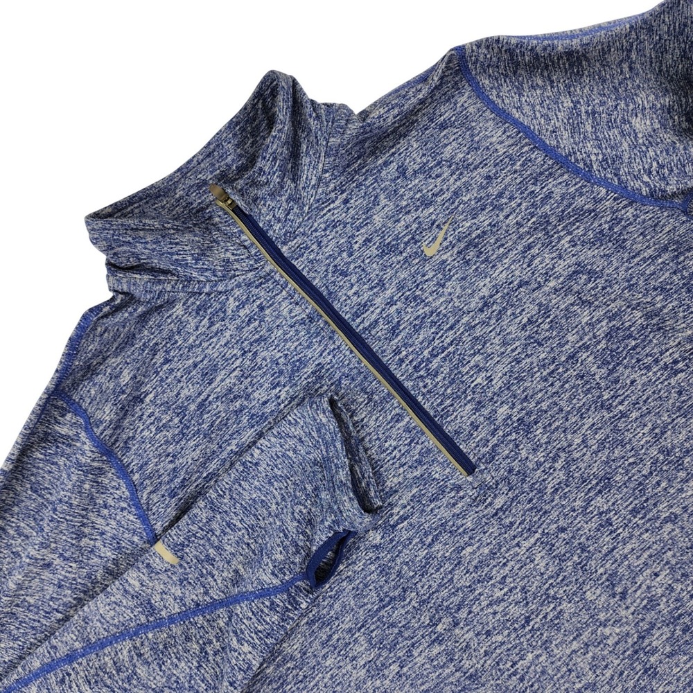 Nike Element Pullover Men Medium Blue Space Dye 1/2 Zip Dri-FIT Running Top